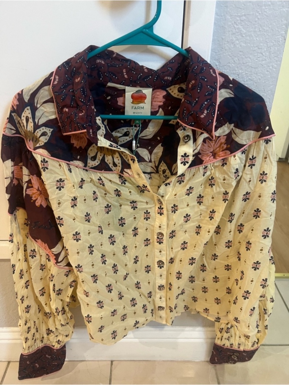 Farm Rio Burgundy Anika Chill Blouse - Brand new with tags - Picture 3 of 5